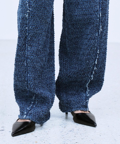 THINGS THAT MATTER(シングス ザット マター)の「PUNCHING DENIM TWEEDY PANTS / パンチング デニム ツイーディ パンツ(デニムパンツ・レディース・ブルー/ブラック・2/1)」の7枚目の写真