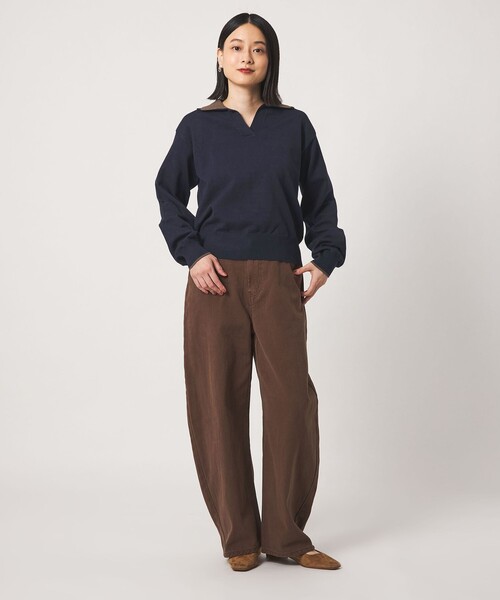 A DAY IN THE LIFE UNITED ARROWS（アデイインザライフユナイテッドアローズ）の「レイヤードカラー スキッパーニット ‐ウォッシャブル‐ ＜A DAY IN THE LIFE＞（ニット/セーター・レディース・ネイビー/ベージュ/ダークグレー・FREE）」の5枚目の写真