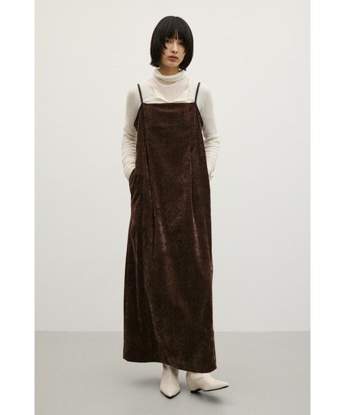STYLEMIXER(スタイルミキサー)の「パイピングベロアキャミワンピース(ワンピース・レディース・カーキ/ブラウン/ブラック・MEDIUM/SMALL)」の1枚目の写真