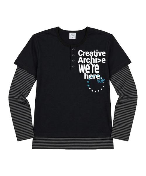 VENHIT（ベンヒット）の「WE HERE ストライプレイヤード ルーズフィットスリーブ（Tシャツ/カットソー・レディース・バーガンディー/ブラック/スカイブルー・FREE）」の5枚目の写真