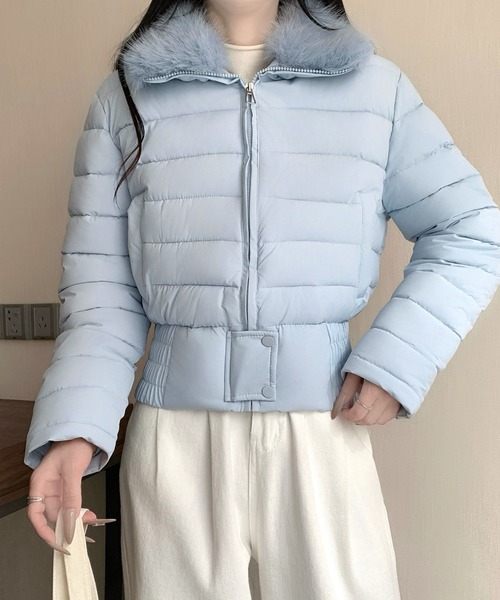 LUCPY(ラクピー)の「ファーカラー ショート中綿ジャケット(その他アウター・レディース・アイボリー/ブラウン/ライトブルー/ブラック/ベージュ・MEDIUM/LARGE/X-LARGE)」の5枚目の写真
