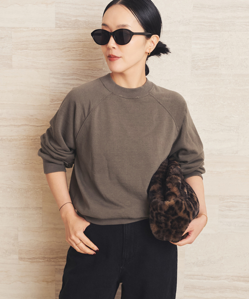 plage（プラージュ）の「コットンカシミヤ裏毛プルオーバー（Tシャツ/カットソー・レディース・ブラウン/ホワイト・FREE）」の2枚目の写真