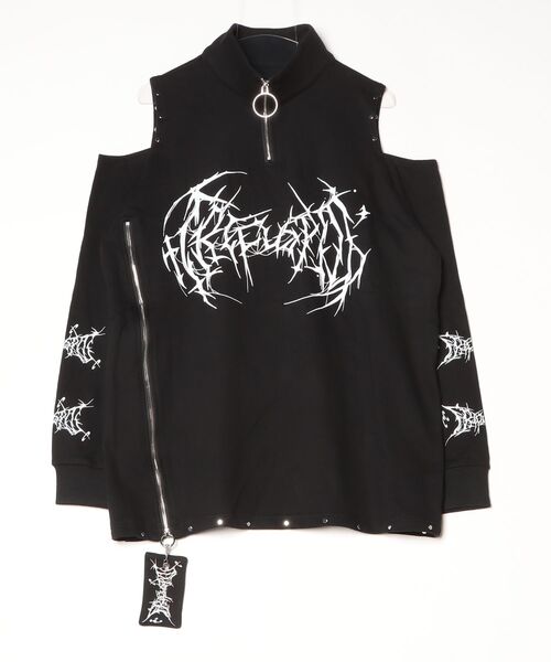 NOVESSEL(ノベセル)の「『TricuspidC/トライカスピッドシー』オープンショルダーグラフィックZIPトップス(Tシャツ/カットソー・レディース・ホワイト・FREE)」の5枚目の写真
