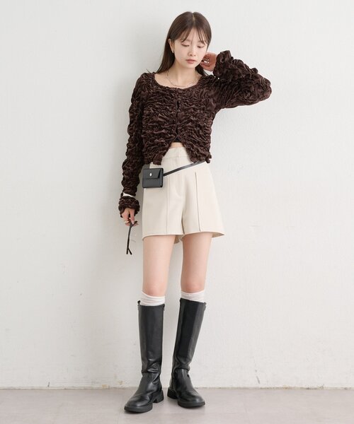 mystic(ミスティック)の「長袖ベロアシャーリングカーディガン(Tシャツ/カットソー・レディース・アイボリー/ピンク/ブラウン/ブラック・FREE)」の18枚目の写真