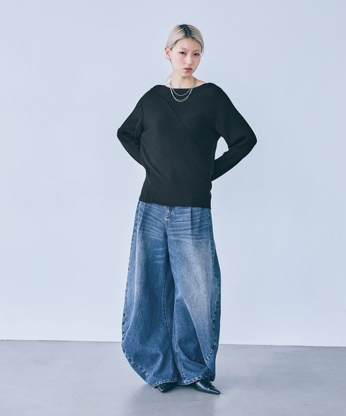 JEANASIS(ジーナシス)の「3Dドレープデニムパンツ/1084933(デニムパンツ・レディース・ブラック/ブルー・SMALL/MEDIUM)」の7枚目の写真