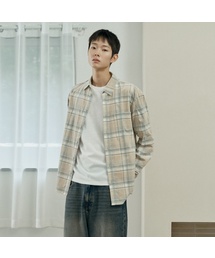 COUTURE 40番手ベージュチェックコーデュロイオーバーサイズシャツ