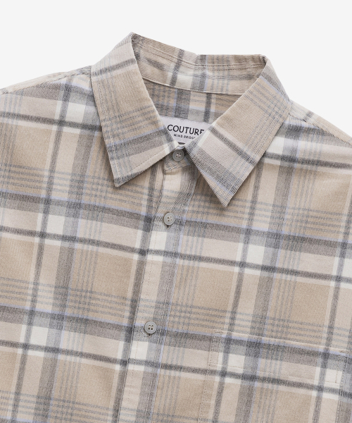 MINDBRIDGE(マインドブリッジ)の「COUTURE 40番手ベージュチェックコーデュロイオーバーサイズシャツ(シャツ/ブラウス・メンズ・ベージュ・95/105/100/110)」の8枚目の写真