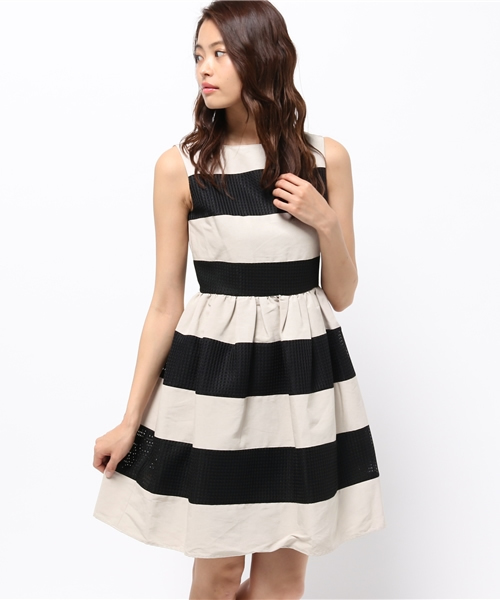 Bou Jeloud ブージュルード の 結婚式 ワンピース Made In Japanメッシュジャガードボーダーワンピース ドレス Wear Bou Jeloud ブージュルード の 結婚式 ワンピース Made In Japanメッシュジャガードボーダーワンピース ドレス Wear