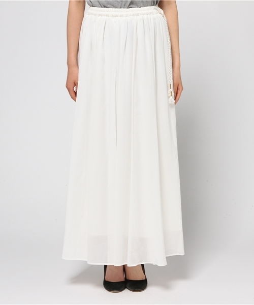 ESTNATION（エストネーション）の「ESTNATION ロングスカート（スカート・レディース・オフホワイト/ブラック/カーキ・38/36）」の4枚目の写真