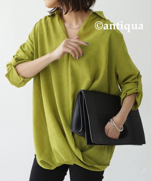 antiqua(アンティカ)の「スキッパーシャツ(シャツ/ブラウス・レディース・ブラック/ベージュ/ホワイト/ベージュ系その他/マスタード/グレー系その他・M)」の20枚目の写真