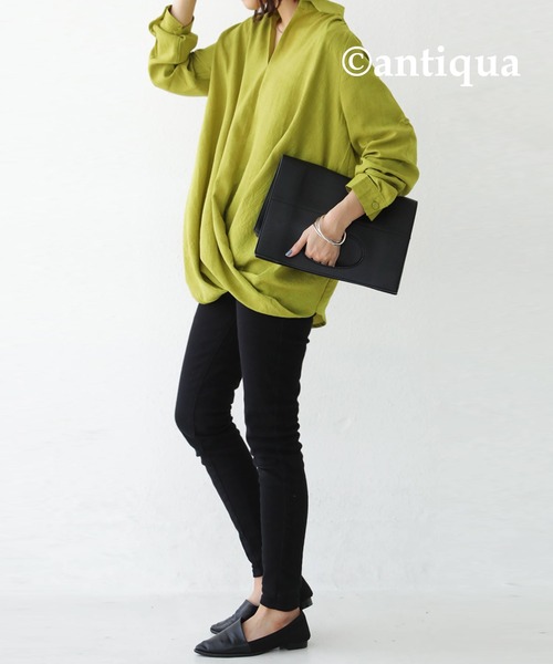 antiqua(アンティカ)の「スキッパーシャツ(シャツ/ブラウス・レディース・ブラック/ベージュ/ホワイト/ベージュ系その他/マスタード/グレー系その他・M)」の19枚目の写真