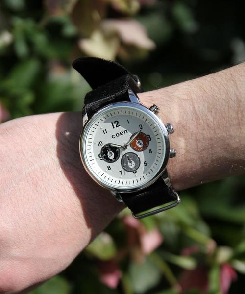 coen（コーエン）の「コーエンベアクロノグラフウォッチ（アナログ腕時計・メンズ・ホワイト/ブラック・FREE）」の2枚目の写真