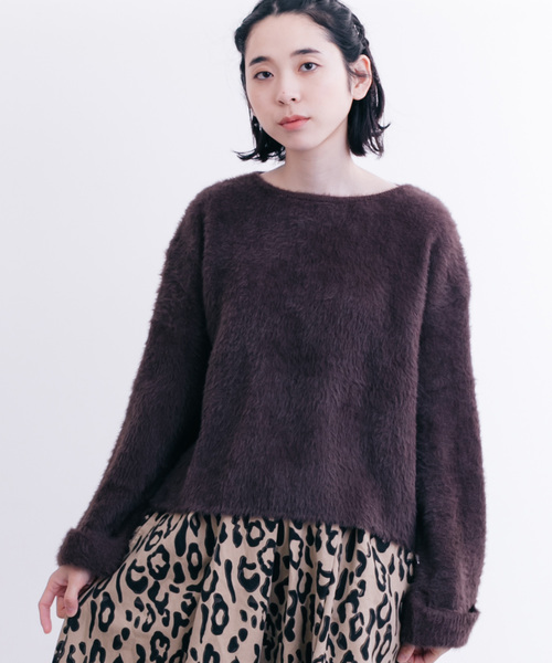 MERLOT（メルロー）の「ふわふわシャギーニットトップス4901（ニット/セーター・レディース・ピンク/オフホワイト/グレー/ブルー/ブラック/パープル/ブラウン/オレンジ・FREE）」の4枚目の写真