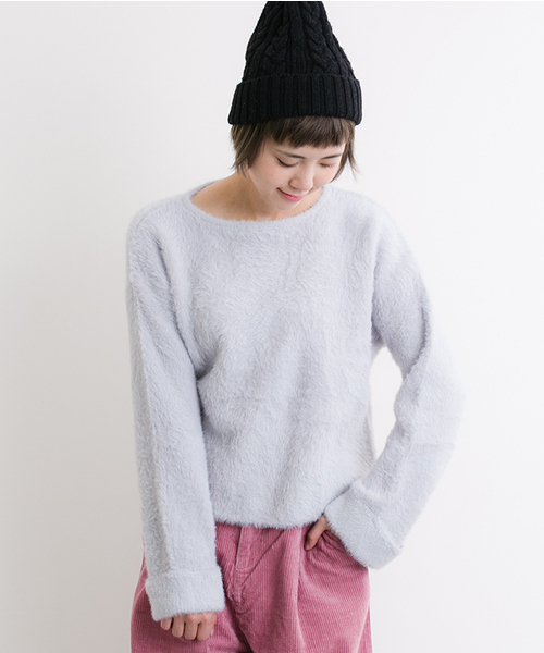 MERLOT（メルロー）の「ふわふわシャギーニットトップス4901（ニット/セーター・レディース・ピンク/オフホワイト/グレー/ブルー/ブラック/パープル/ブラウン/オレンジ・FREE）」の3枚目の写真