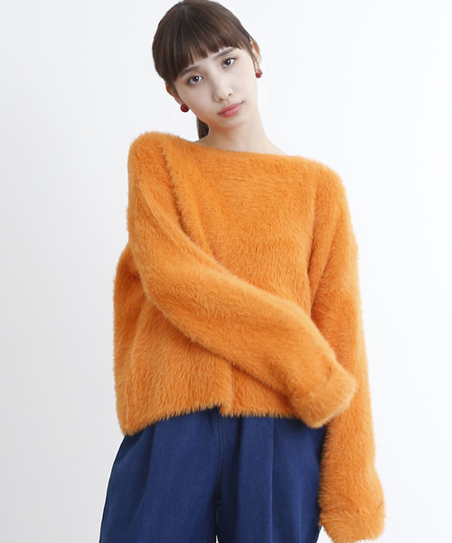 MERLOT（メルロー）の「ふわふわシャギーニットトップス4901（ニット/セーター・レディース・ピンク/オフホワイト/グレー/ブルー/ブラック/パープル/ブラウン/オレンジ・FREE）」の8枚目の写真