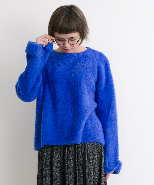 MERLOT（メルロー）の「ふわふわシャギーニットトップス4901（ニット/セーター・レディース・ピンク/オフホワイト/グレー/ブルー/ブラック/パープル/ブラウン/オレンジ・FREE）」の5枚目の写真