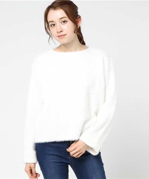 MERLOT（メルロー）の「ふわふわシャギーニットトップス4901（ニット/セーター・レディース・ピンク/オフホワイト/グレー/ブルー/ブラック/パープル/ブラウン/オレンジ・FREE）」の15枚目の写真