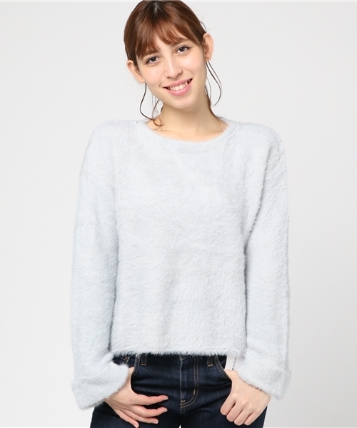 MERLOT（メルロー）の「ふわふわシャギーニットトップス4901（ニット/セーター・レディース・ピンク/オフホワイト/グレー/ブルー/ブラック/パープル/ブラウン/オレンジ・FREE）」の16枚目の写真