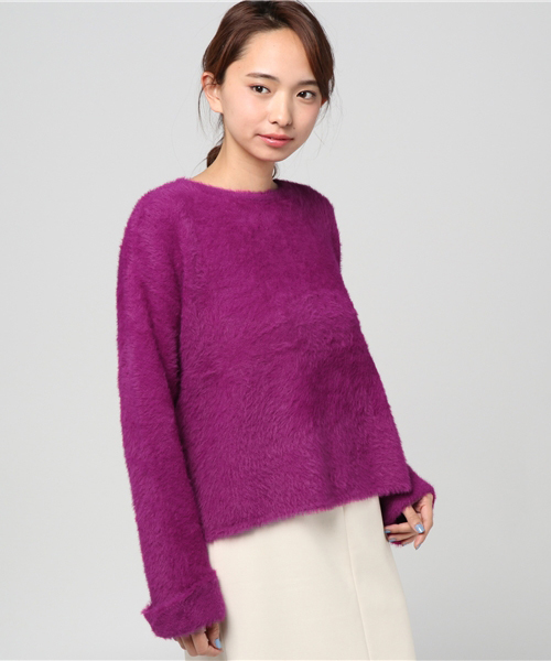 MERLOT（メルロー）の「ふわふわシャギーニットトップス4901（ニット/セーター・レディース・ピンク/オフホワイト/グレー/ブルー/ブラック/パープル/ブラウン/オレンジ・FREE）」の17枚目の写真