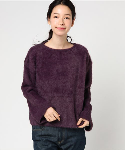 MERLOT（メルロー）の「ふわふわシャギーニットトップス4901（ニット/セーター・レディース・ピンク/オフホワイト/グレー/ブルー/ブラック/パープル/ブラウン/オレンジ・FREE）」の20枚目の写真