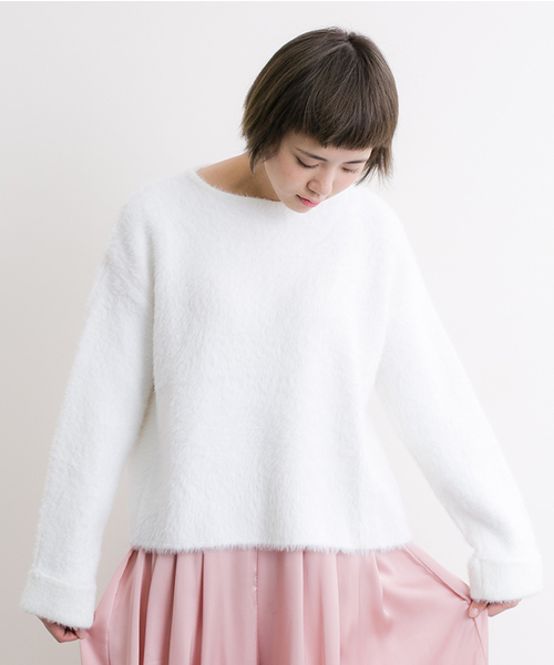 MERLOT（メルロー）の「ふわふわシャギーニットトップス4901（ニット/セーター・レディース・ピンク/オフホワイト/グレー/ブルー/ブラック/パープル/ブラウン/オレンジ・FREE）」の21枚目の写真