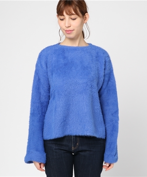 MERLOT（メルロー）の「ふわふわシャギーニットトップス4901（ニット/セーター・レディース・ピンク/オフホワイト/グレー/ブルー/ブラック/パープル/ブラウン/オレンジ・FREE）」の9枚目の写真