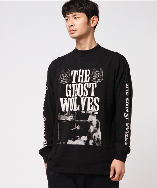 HYSTERIC GLAMOUR（ヒステリックグラマー）の「THE GHOST WOLVES/THE GHOST WOLVES R&R プリント リブ付Tシャツ（Tシャツ/カットソー・メンズ・ホワイト/ブラック・SMALL/MEDIUM/LARGE）」の13枚目の写真