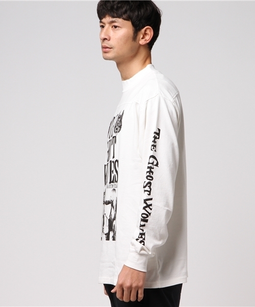 HYSTERIC GLAMOUR（ヒステリックグラマー）の「THE GHOST WOLVES/THE GHOST WOLVES R&R プリント リブ付Tシャツ（Tシャツ/カットソー・メンズ・ホワイト/ブラック・SMALL/MEDIUM/LARGE）」の11枚目の写真