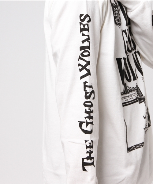 HYSTERIC GLAMOUR（ヒステリックグラマー）の「THE GHOST WOLVES/THE GHOST WOLVES R&R プリント リブ付Tシャツ（Tシャツ/カットソー・メンズ・ホワイト/ブラック・SMALL/MEDIUM/LARGE）」の7枚目の写真