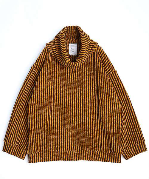 SHAREEF(シャリーフ)の「MOLE STRIPE P/O (REMOVABLE NECK)(Tシャツ/カットソー・メンズ・ターコイズブルー/イエロー/オレンジ・1/2/3)」の2枚目の写真