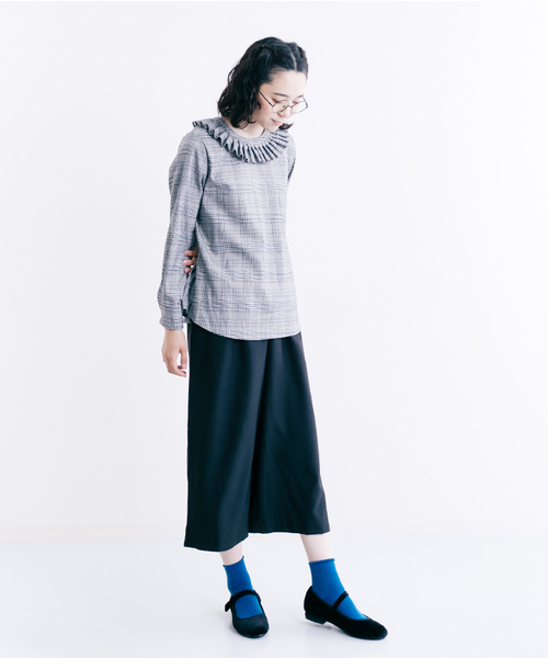 MERLOT（メルロー）の「ピエロ襟チェック柄ブラウス7114（シャツ/ブラウス・レディース・ホワイト/ブラウン/グレー・FREE）」の17枚目の写真