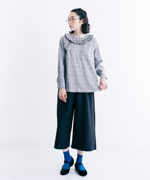 MERLOT（メルロー）の「ピエロ襟チェック柄ブラウス7114（シャツ/ブラウス・レディース・ホワイト/ブラウン/グレー・FREE）」の18枚目の写真