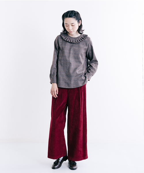 MERLOT（メルロー）の「ピエロ襟チェック柄ブラウス7114（シャツ/ブラウス・レディース・ホワイト/ブラウン/グレー・FREE）」の22枚目の写真