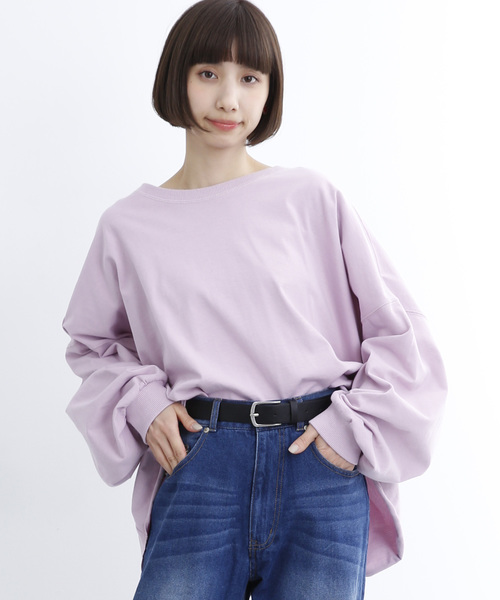 MERLOT(メルロー)の「ビッグシルエットドルマントレーナー1198(スウェット・レディース・ライトブルー/ブラック/オレンジ/ピンク/オフホワイト/レッド/キャメル/グリーン/ブルー・FREE)」の7枚目の写真