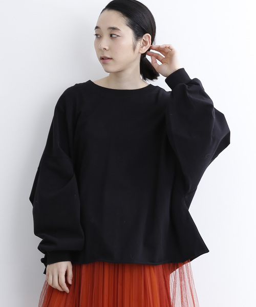 MERLOT(メルロー)の「ビッグシルエットドルマントレーナー1198(スウェット・レディース・ライトブルー/ブラック/オレンジ/ピンク/オフホワイト/レッド/キャメル/グリーン/ブルー・FREE)」の3枚目の写真