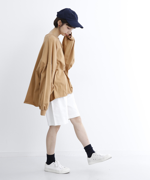 MERLOT(メルロー)の「ビッグシルエットドルマントレーナー1198(スウェット・レディース・ライトブルー/ブラック/オレンジ/ピンク/オフホワイト/レッド/キャメル/グリーン/ブルー・FREE)」の21枚目の写真