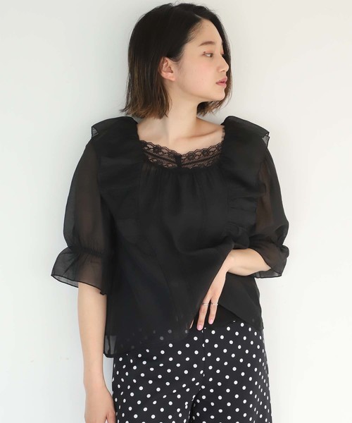 one after another NICE CLAUP(ワンアフターアナザーナイスクラップ)の「オーガンシアーブラウス(シャツ/ブラウス・レディース・ホワイト/アイボリー/ブラック・FREE)」の7枚目の写真