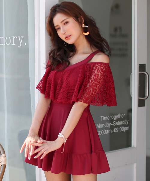 TeddyShop（テディショップ）の「体型カバー水着 レディース ふんわりスリーブ オフショルワンピース【WEB限定】（水着・レディース・ブラック/ブラック系その他/ホワイト系その他/オフホワイト/ホワイト/ブラック系その他2/グリーン/ネイビー/ブルー系その他/ブラック系その他3/ベージュ/ブラック×ブラック/ブルー系その他2/ブラック系その他4/ピンク/レッド/ブラウン/ベージュ系その他/カーキ/ブルー系その他3/グレイッシュベージュ・M/5XL/3XL/2XL/XL/4XL/L）」の21枚目の写真