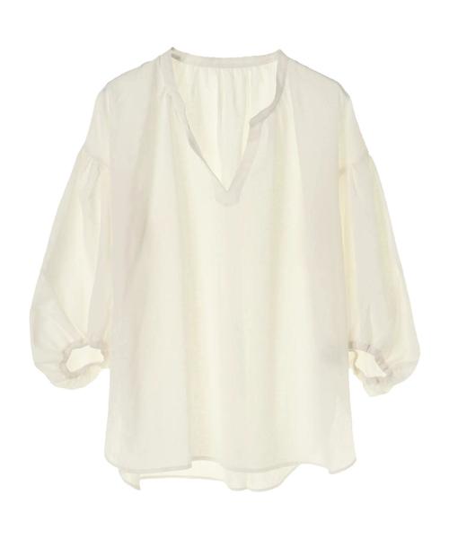 earth music&ecology（アースミュージックアンドエコロジー）の「・フレンチリネンブレンドスキッパーシャツ（シャツ/ブラウス・レディース・ベージュ/カーキ/ネイビー/その他5/ブルー系その他2/オフホワイト・FREE）」の7枚目の写真