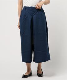コットン100％リネンタッチタックワイドパンツ