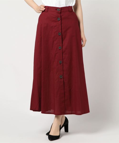 archives（アルシーヴ）の「フロントボタンフレアスカート（スカート・レディース・ベージュ/カーキ/ワイン/パープル・MEDIUM）」の4枚目の写真