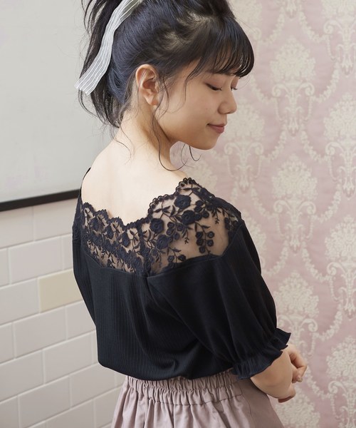 OLIVE des OLIVE（オリーブデオリーブ）の「肩レースプルオーバー（Tシャツ/カットソー・レディース・ブラック/オフホワイト/グリーン/レンガ・FREE）」の7枚目の写真