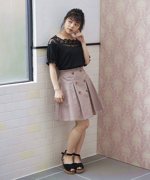 OLIVE des OLIVE（オリーブデオリーブ）の「肩レースプルオーバー（Tシャツ/カットソー・レディース・ブラック/オフホワイト/グリーン/レンガ・FREE）」の8枚目の写真