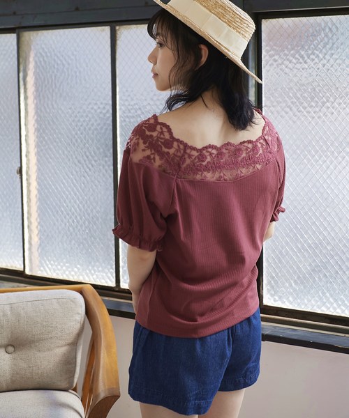 OLIVE des OLIVE（オリーブデオリーブ）の「肩レースプルオーバー（Tシャツ/カットソー・レディース・ブラック/オフホワイト/グリーン/レンガ・FREE）」の11枚目の写真