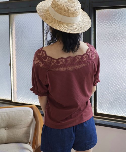 OLIVE des OLIVE（オリーブデオリーブ）の「肩レースプルオーバー（Tシャツ/カットソー・レディース・ブラック/オフホワイト/グリーン/レンガ・FREE）」の12枚目の写真