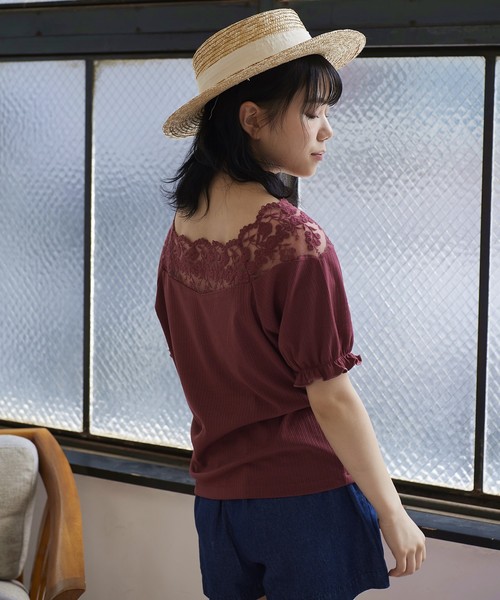 OLIVE des OLIVE（オリーブデオリーブ）の「肩レースプルオーバー（Tシャツ/カットソー・レディース・ブラック/オフホワイト/グリーン/レンガ・FREE）」の14枚目の写真