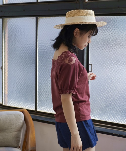 OLIVE des OLIVE（オリーブデオリーブ）の「肩レースプルオーバー（Tシャツ/カットソー・レディース・ブラック/オフホワイト/グリーン/レンガ・FREE）」の15枚目の写真