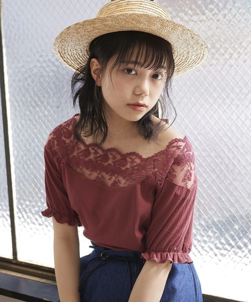 OLIVE des OLIVE（オリーブデオリーブ）の「肩レースプルオーバー（Tシャツ/カットソー・レディース・ブラック/オフホワイト/グリーン/レンガ・FREE）」の18枚目の写真