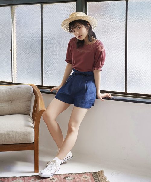 OLIVE des OLIVE（オリーブデオリーブ）の「肩レースプルオーバー（Tシャツ/カットソー・レディース・ブラック/オフホワイト/グリーン/レンガ・FREE）」の19枚目の写真