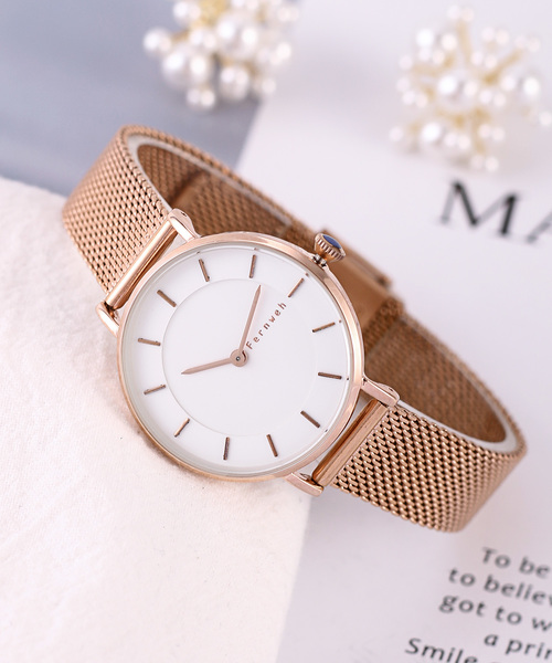 おしゃれスタ（オシャレスタ）の「【XROSS RAY】メッシュベルト　ウオッチ（アナログ腕時計・レディース・オフホワイト/ホワイト系その他/ピンク/サックスブルー/グレー/グリーン/ブラック/シルバー/ゴールド系その他/ゴールド/ブラック系その他/ピンク系その他/シルバー系その他/ピンク系その他2/ピンク系その他3/シルバー系その他2/ゴールド系その他2/ゴールド系その他4/ゴールド系その他3/ゴールド系その他5/ピンク系その他4・FREE）」の2枚目の写真